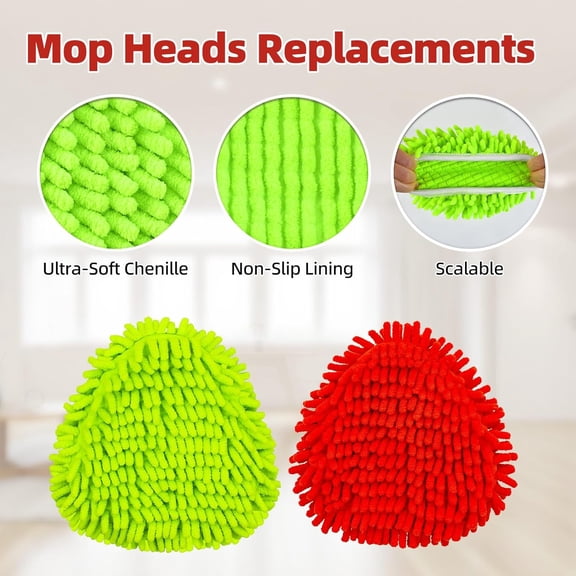 KALOMB-6 Packs Mop Head Replacements & 4-Section Spin Mop Handles for Ocedar, and Spin Mop Base Compatible with O-Cedar EasyWring 1 Tank Spin Mops Refills