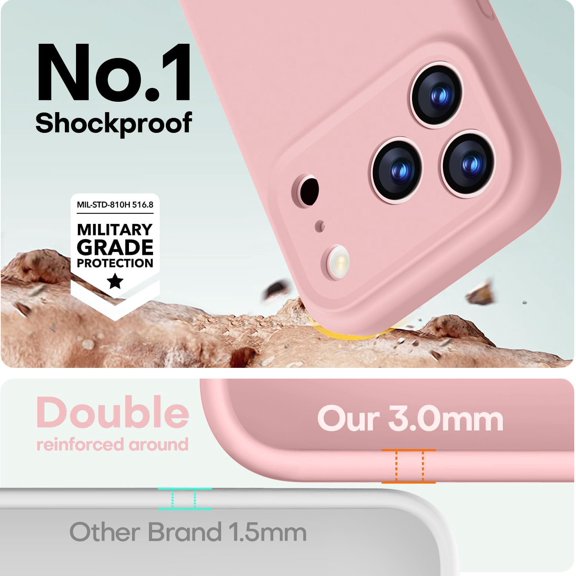 KALOMB-Designed for iPhone 17 Pro Max Case, Premium Silicone [Compatible with Magsafe][Soft Anti-Scratch Microfiber Lining] Shockproof Protective Phone Case for Men Women 6.9", Pink Sand