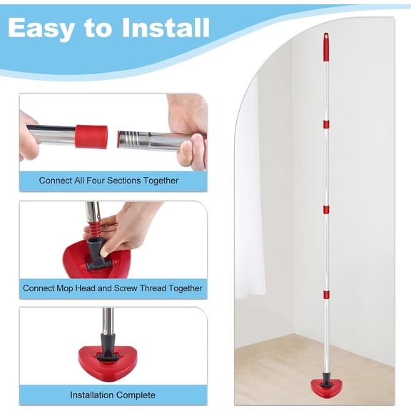 KALOMB-Spin Mop Handle & 2 Mop Base Replacement for O-Cedar RinseClean 2 Tank System, Adjustable 30-58" Telescopic Mop Stick Pole, Lightweight Durable Mop Handle Replacement Parts