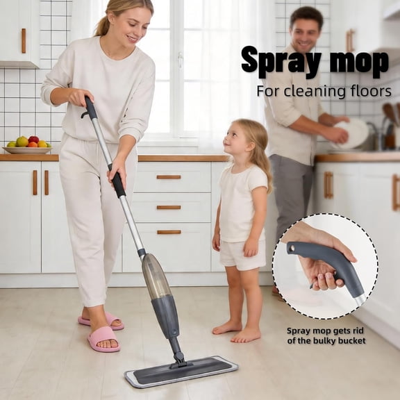 KALOMB-Spray Mop for Floor Cleaning with 360 Rotation - Multi-Surface Floor Cleaner for Wet/Dry Mopping Lightweight Handle for Kitchen Bathroom Hardwood&Tile Floors