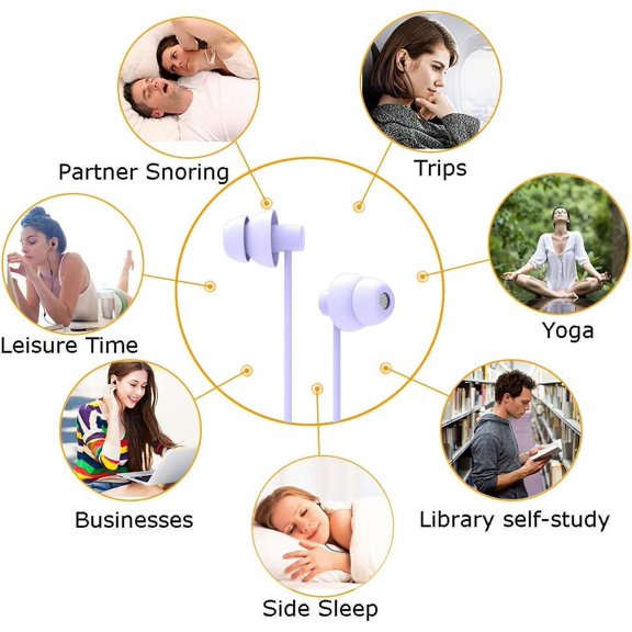 KALOMB-(TM Total Soft Silicon Headphones with Mic Sleep Travel Choice for Cellphones Tablets and 3.5mm Jack (Violet)