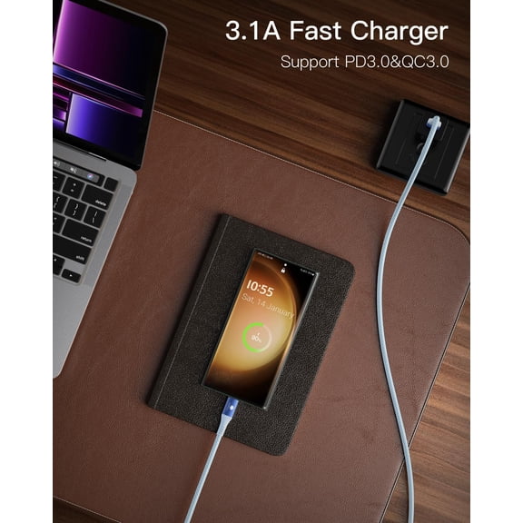 KALOMB-USB C Charger Cable [1.5ft, 2-Pack] 10Gbps USB 3.1 Gen 2 USB-A to USB-C Data Transfer Cord, 3A Fast Charging Android Auto Type C Cable for iPhone 17 16 Plus Pro Max Galaxy S25, Blue