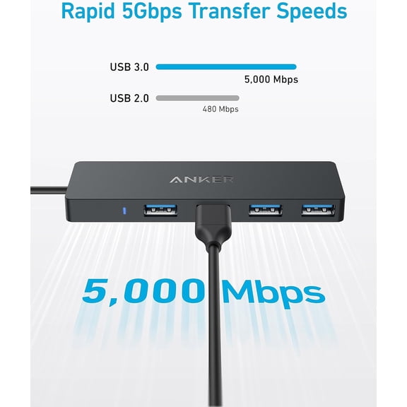 KALOMB-USB C Hub 4 Ports, Multiple USB 3.0 Hub with 5Gbps Data Transfer, Extender for Type C Port Laptop, PC, Desktop and More (2 ft USB-C Connector, Charging Not Supported)