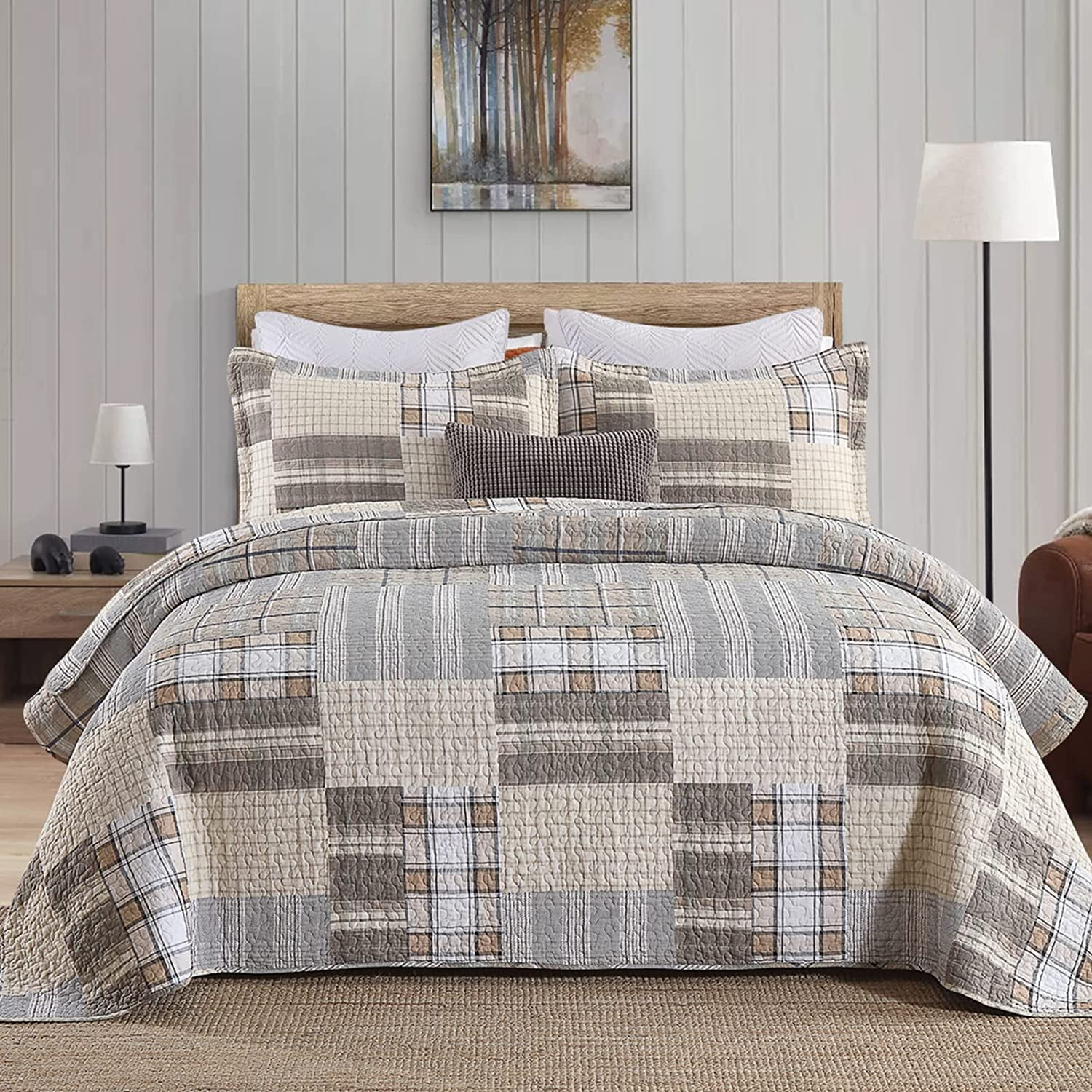 KALOOLA Quilts Queen Size 100 Cotton Queen Quilt Bedding Set Farmhouse