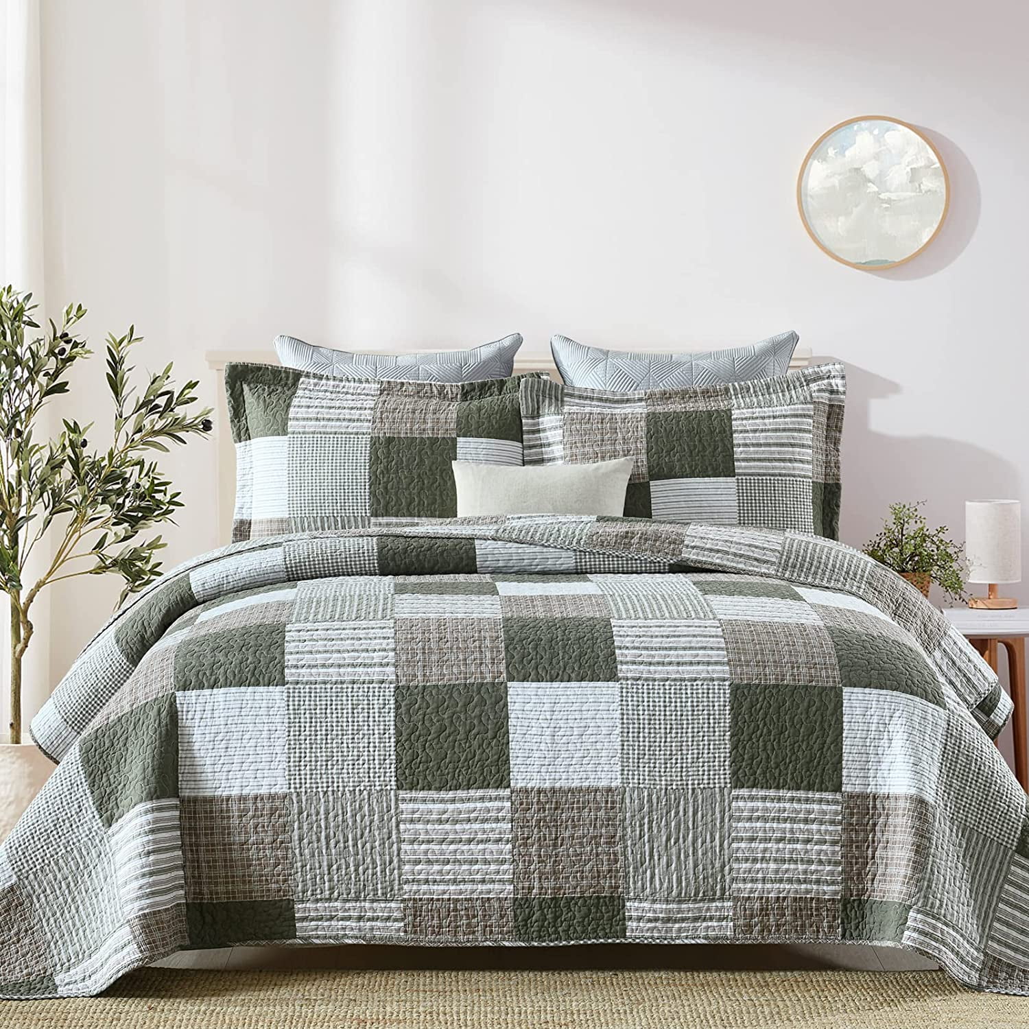 KALOOLA Quilts Queen Size 100 Cotton Queen Quilt Bedding Set Farmhouse