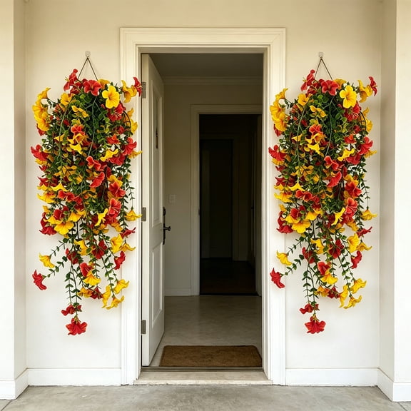 KALPHOZEN Artificial Flower Wall Hanging, Spring-Themed Decorative Floral Arrangement, Realistic Silk Lily Vines, Faux Flower Garland for Home and Event Decoration
