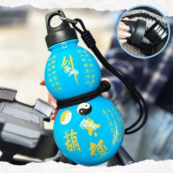 KALPHOZEN Gourd Cup, Portable Water Kettle with Adjustable Strap, Food-Grade Plastic Outdoor Hydration Container, Stylish Daily Drinking Gourd Vessel