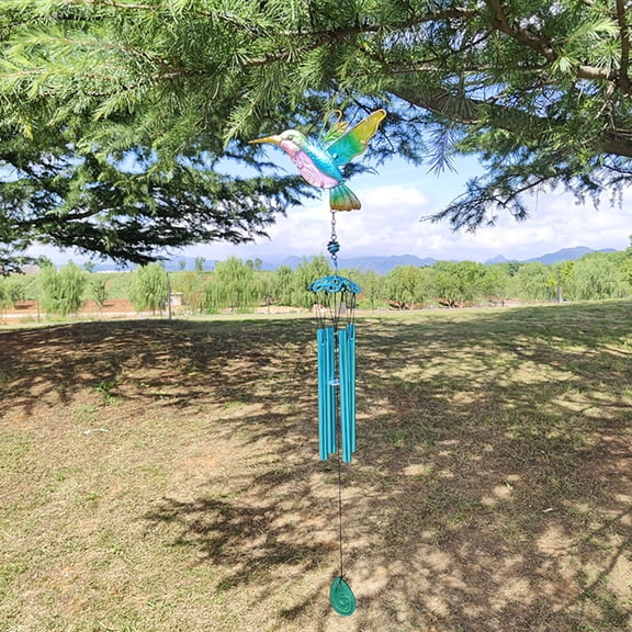 KALPHOZEN Hummingbird Wind Chimes, Decorative Hanging Wind Chimes for Garden, Musical Wind Chimes with Soothing Melodies, Colorful Iron Wind Chimes for Home and Patio (Multicolor)