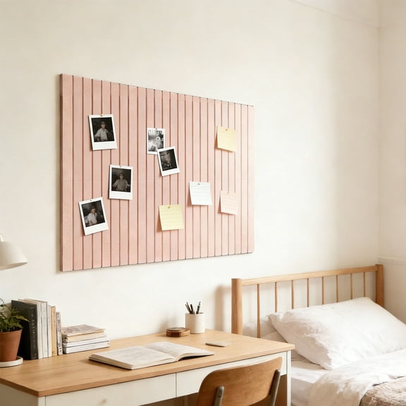 KALPHOZEN Multi-Panel Bulletin Board, Peel and Stick Fluted Fabric Notice Board, Easy Install Photo Pin Board, Decorative Fabric Memo Board for Home and Office