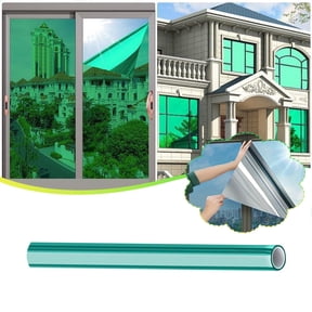 KALPHOZEN One Way Window Film, Reflective Light Blocking Window Film with Installation Kit, Heat Insulation Window Tint for Privacy and Sun Control (Green)