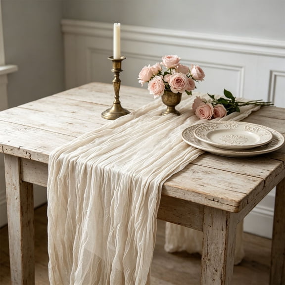 KALPHOZEN Voile Table Runner, Decorative Gathering Cloth for Events, Multi-Purpose Table Drape for Weddings and Parties, Elegant Sheer Fabric for Home Decor