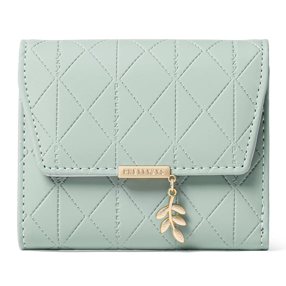 KALUNMA Bifold Wallet Women Leather RFID Blocking Card Holder Compact Wallet Zipper Coin Pocket with ID Window