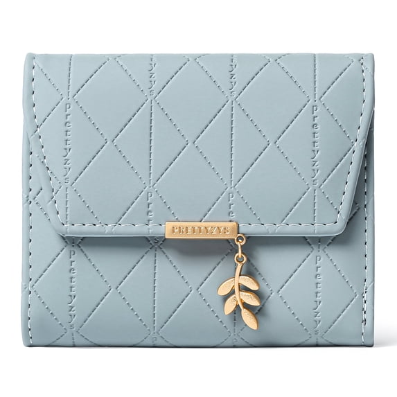 KALUNMA Bifold Wallet Women Leather RFID Blocking Card Holder Compact Wallet Zipper Coin Pocket with ID Window