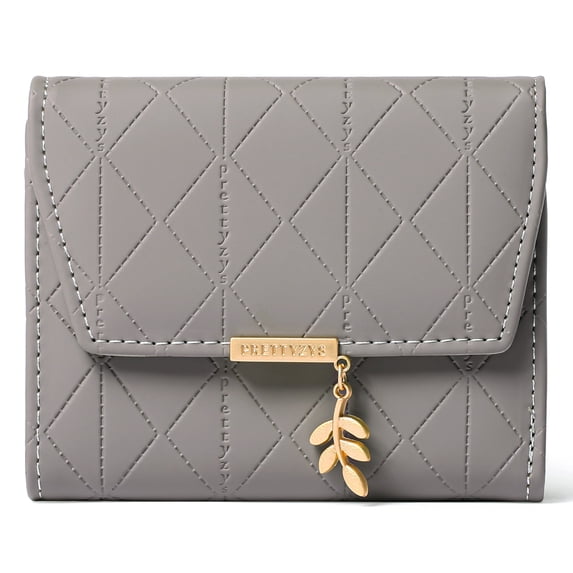 KALUNMA Bifold Wallet Women Leather RFID Blocking Card Holder Compact Wallet Zipper Coin Pocket with ID Window