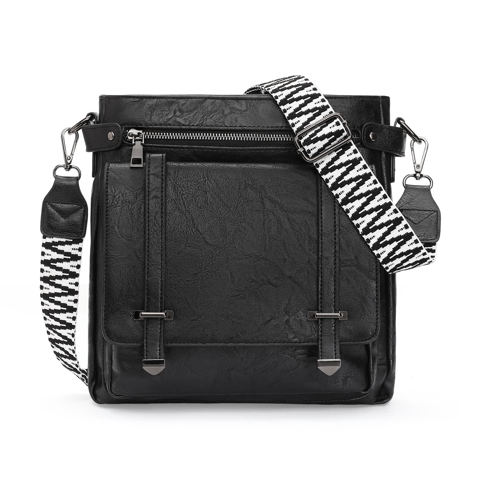 KALUNMA Crossbody Bags for Women Multi Pocket Vegan Leather Shoulder Handbags Travel Purse with Adjustable Strap