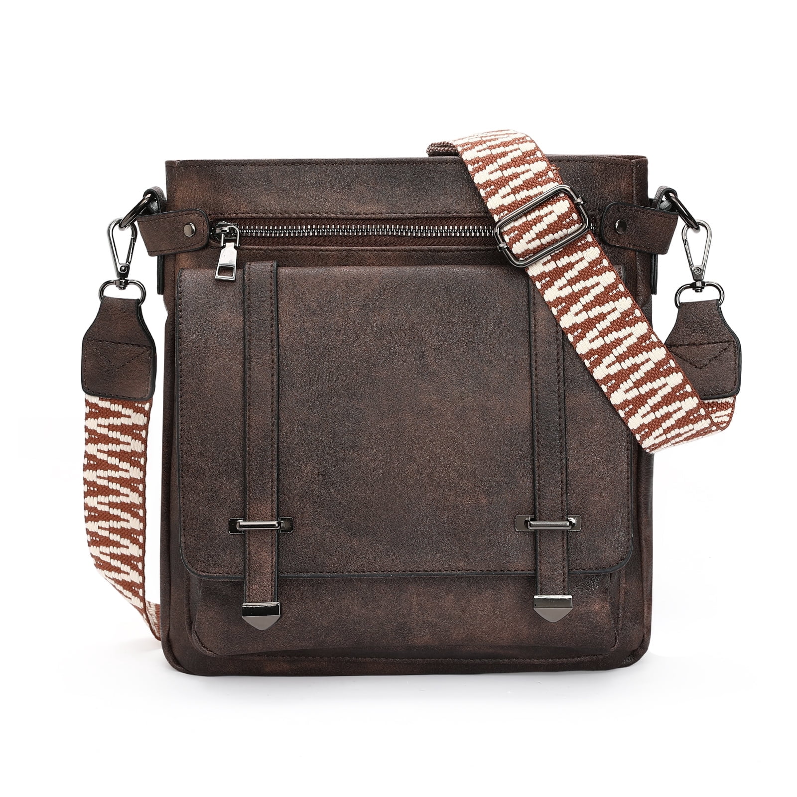 KALUNMA Crossbody Bags for Women Multi Pocket Vegan Leather Shoulder Handbags Travel Purse with Adjustable Strap