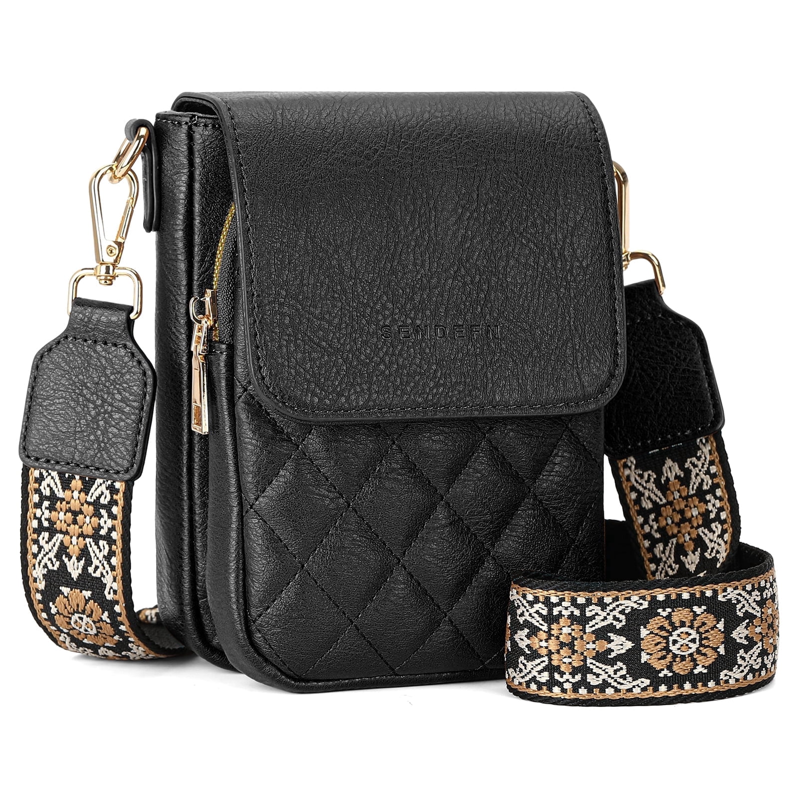 KALUNMA Crossbody Bags for Women Trendy Leather Triple Compartment Cell Phone Shoulder Wallet Purses with Card Slots