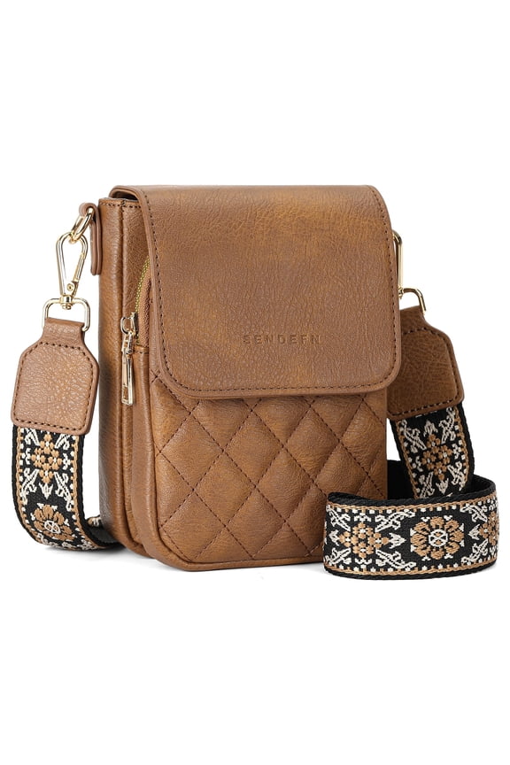 Crossbody Bags for Women Trendy Leather Triple Compartment Cell Phone Shoulder Wallet Purses with Card Slots