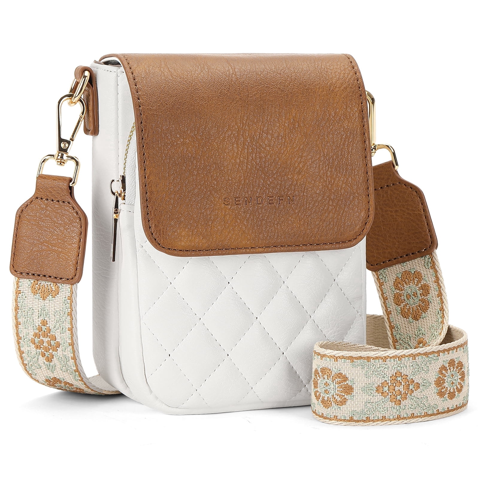 KALUNMA Crossbody Bags for Women Trendy Leather Triple Compartment Cell Phone Shoulder Wallet Purses with Card Slots