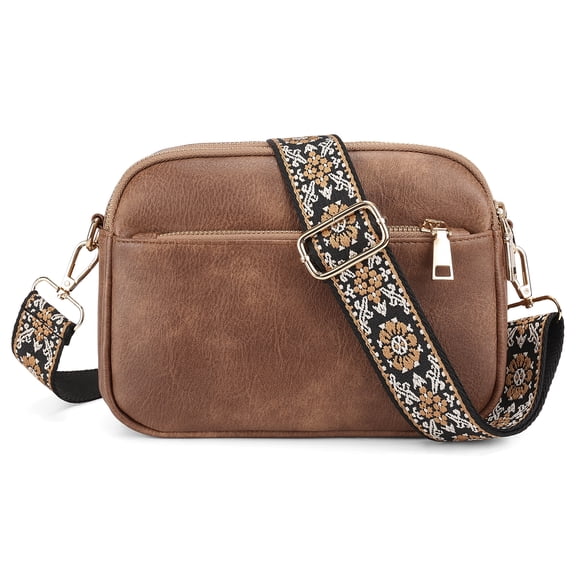 KALUNMA Crossbody Bags for Women Trendy,Vegan Leather Small Crossbody Purses Shoulder Handbags with Adjustable Wide Strap