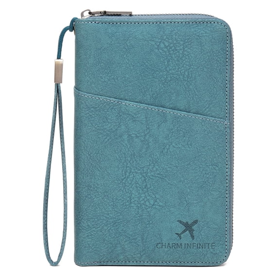 KALUNMA Family Passport Holder Wallet RFID Blocking Zippered Passport Wallet,Women and Men Travel Wallet Ladies Passport Cover