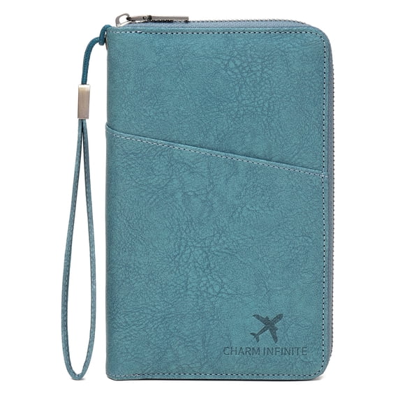 KALUNMA Family Passport Holder Wallet RFID Blocking Zippered Passport Wallet,Women and Men Travel Wallet Ladies Passport Cover