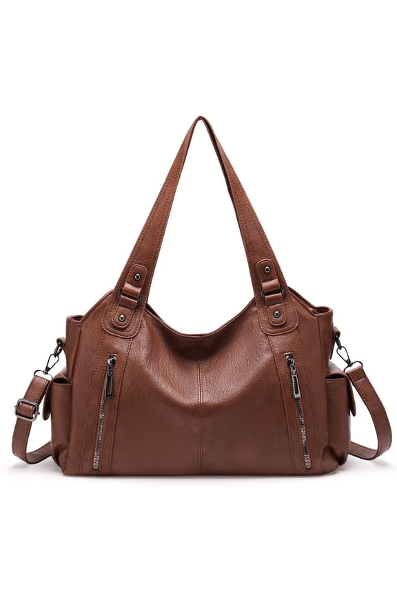 Handbags for Women Large Hobo Shoulder Bags Soft PU Leather Multi-Pocket Tote Bag