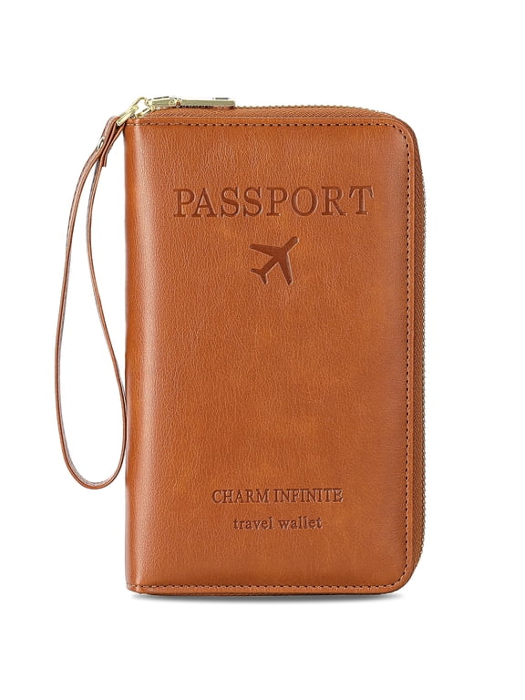 Leather RFID Blocking Passport Holder Travel Wallet, Passport Cover/Travel Wallet for Women and Men