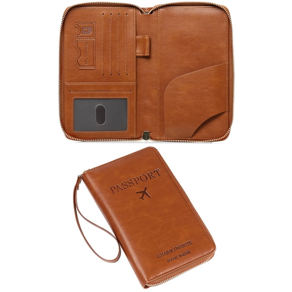 KALUNMA Leather RFID Blocking Passport Holder Travel Wallet, Passport Cover/Travel Wallet for Women and Men