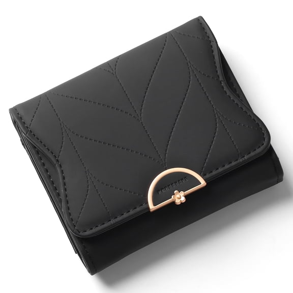 KALUNMA Leather Small Womens Wallet RFID Blocking Bifold Card Holder Cute Wallet for Woman with Zipper Coin Pocket