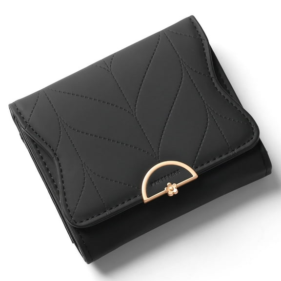 KALUNMA Leather Small Womens Wallet RFID Blocking Bifold Card Holder Cute Wallet for Woman with Zipper Coin Pocket