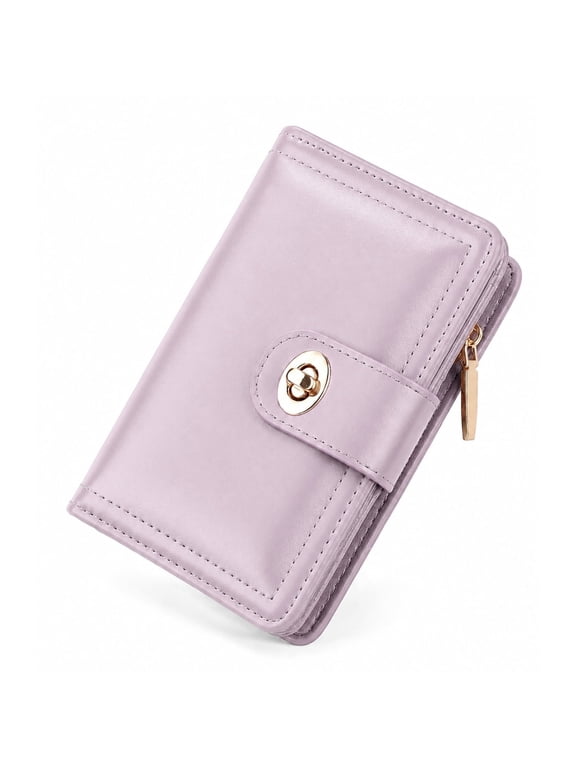 Medium Women Wallet with RFID Blocking,Twist Lock Ladies Purse,Multi-Slot Card Holder with 8 Card Slots and Zipper Coin Pocket