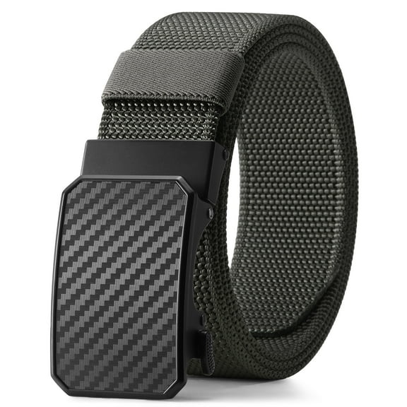 KALUNMA Men's Nylon Belt,1.5 inch Automatic Buckle Slide Ratchet Belt For Men Dress Pant Trim To Fit ,with Gift Box