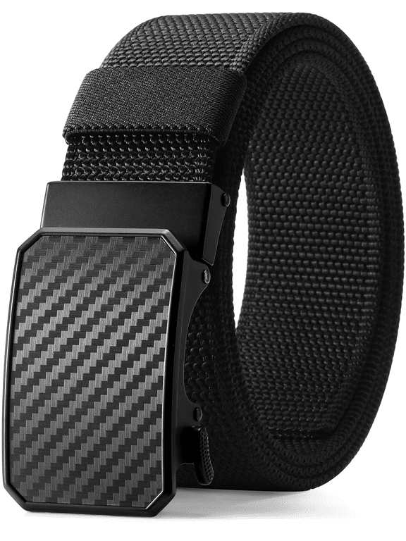 Men's Nylon Belt,1.5 inch Automatic Buckle Slide Ratchet Belt For Men Dress Pant Trim To Fit ,with Gift Box