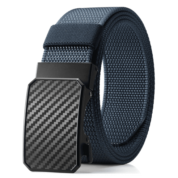 KALUNMA Men's Nylon Belt,1.5 inch Automatic Buckle Slide Ratchet Belt For Men Dress Pant Trim To Fit ,with Gift Box