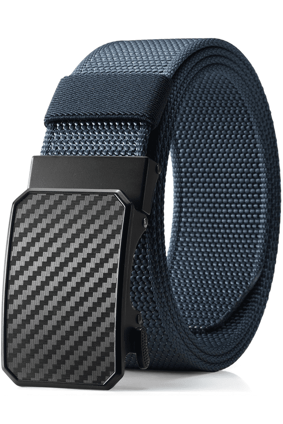 Men's Nylon Belt,1.5 inch Automatic Buckle Slide Ratchet Belt For Men Dress Pant Trim To Fit ,with Gift Box