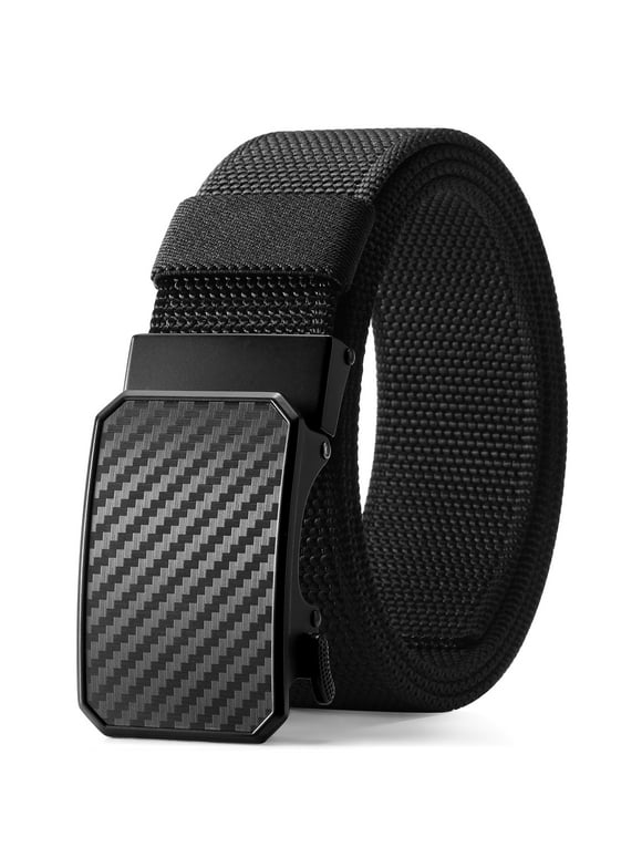 Men's Nylon Belt,1.5 inch Automatic Buckle Slide Ratchet Belt For Men Dress Pant Trim To Fit ,with Gift Box