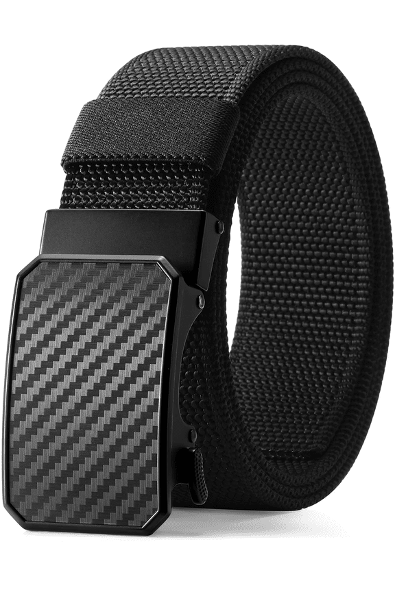 Men's Nylon Belt,1.5 inch Automatic Buckle Slide Ratchet Belt For Men Dress Pant Trim To Fit ,with Gift Box