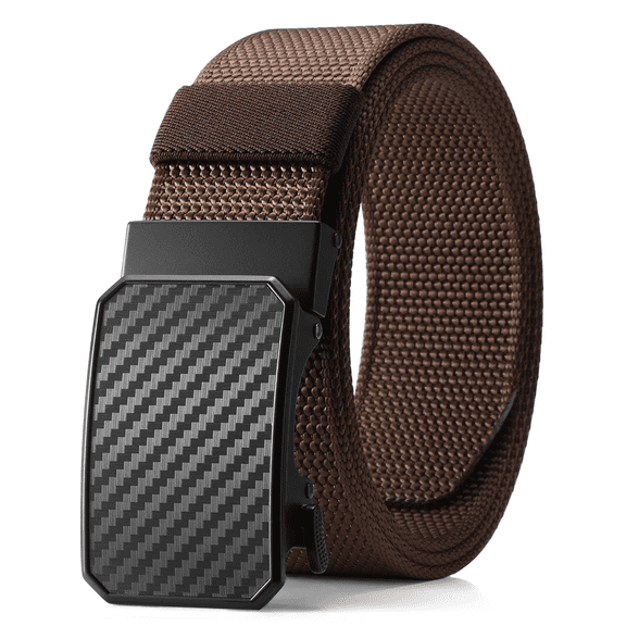 KALUNMA Men's Nylon Belt,1.5 inch Automatic Buckle Slide Ratchet Belt For Men Dress Pant Trim To Fit ,with Gift Box