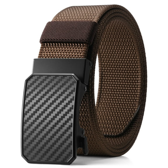 KALUNMA Men's Nylon Belt,1.5 inch Automatic Buckle Slide Ratchet Belt For Men Dress Pant Trim To Fit ,with Gift Box