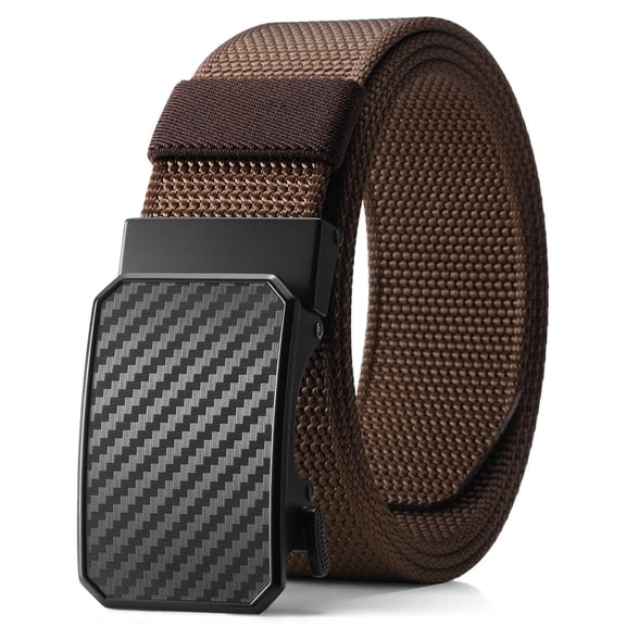 KALUNMA Men's Nylon Belt,1.5 inch Automatic Buckle Slide Ratchet Belt For Men Dress Pant Trim To Fit ,with Gift Box