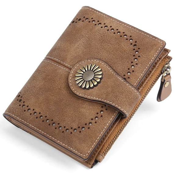 KALUNMA Small Wallets for Woman RFID Blocking Leather Bifold Credit Card Holder Purse with ID Window
