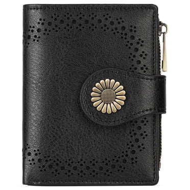 KALUNMA Small Wallets for Women Bifold RFID Blocking Leather Card Holder Compact Wallet with Zipper Coin Pocket