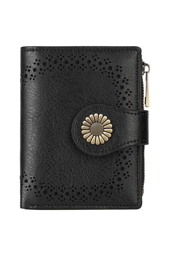 Small Wallets for Women Bifold RFID Blocking Leather Card Holder Compact Wallet with Zipper Coin Pocket