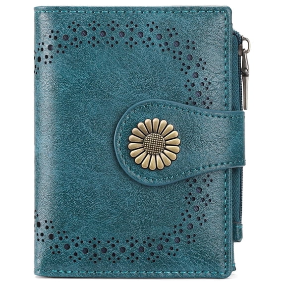 KALUNMA Small Wallets for Women Bifold RFID Blocking Leather Card Holder Compact Wallet with Zipper Coin Pocket