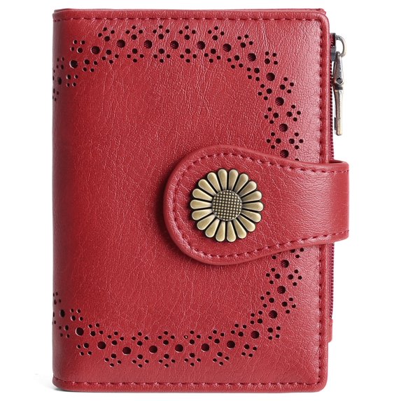 KALUNMA Small Wallets for Women Bifold RFID Blocking Leather Card Holder Compact Wallet with Zipper Coin Pocket