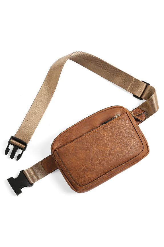 Vegan Leather Belt Bag for Women Fanny Pack Crossbody with Adjustable Strap Fashion Waist Packs