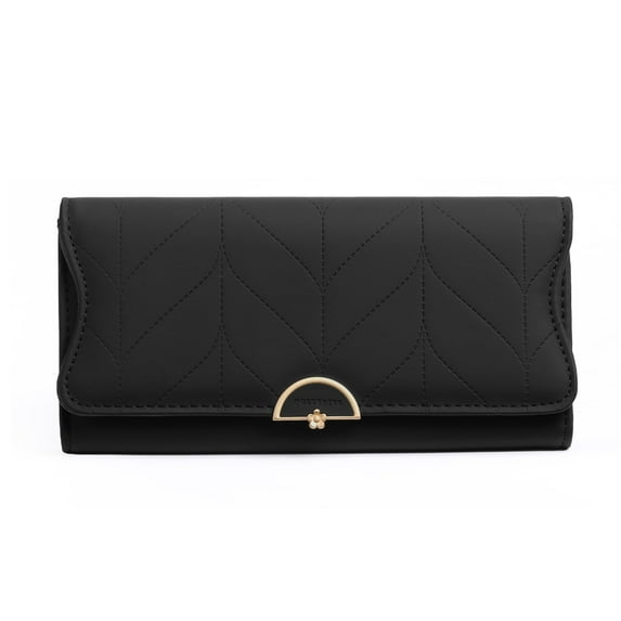 KALUNMA Wallet for Women Leather Trifold RFID Blocking Wallet Card Holder Purse Clutch with Zipper Coin Pocket