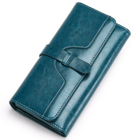 KALUNMA Wallets for Women Rael Leather with RFID Blocking Trifold Credit Card Holder with ID Window Wallet