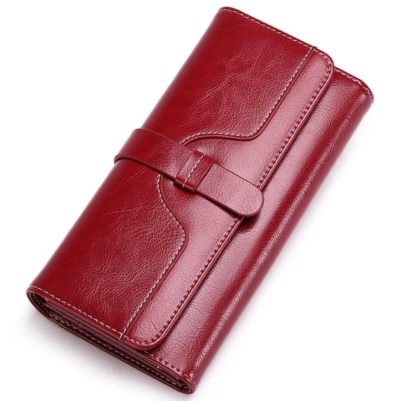 KALUNMA Wallets for Women Rael Leather with RFID Blocking Trifold Credit Card Holder with ID Window Wallet